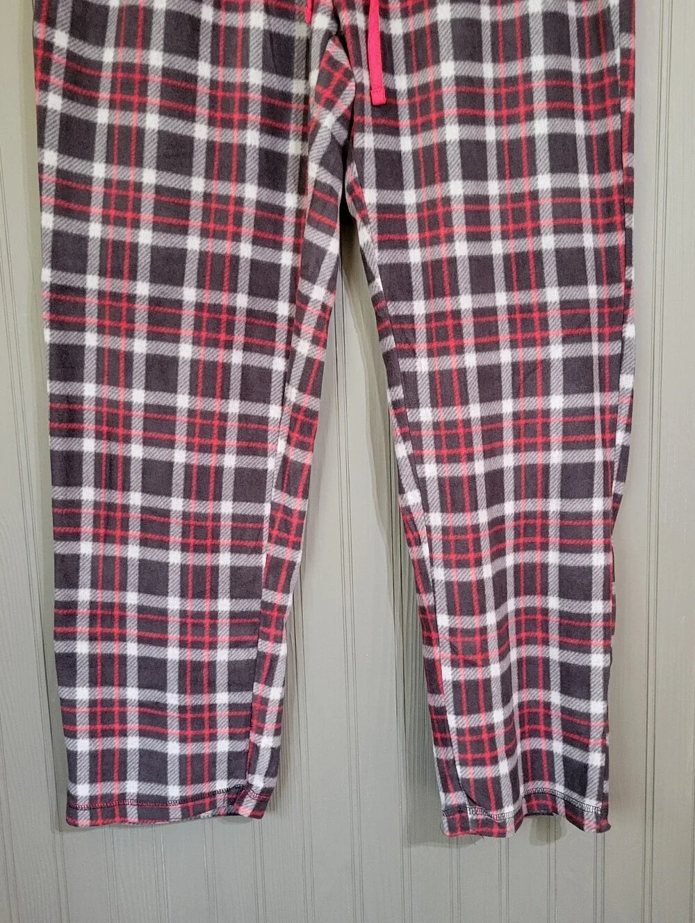 NWOT Cuddl Duds Fleece Pajama Lounge Pants Pockets Plaid Gray Red Men's Large